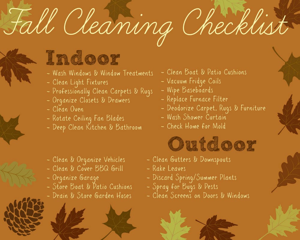 Fall Cleaning Checklist Printable